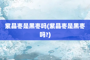 紫晶枣是黑枣吗(紫晶枣是黑枣吗?)