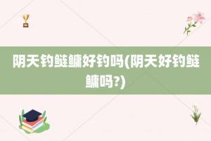 阴天钓鲢鳙好钓吗(阴天好钓鲢鳙吗?)