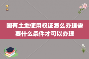 国有土地使用权证怎么办理需要什么条件才可以办理