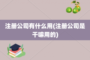 注册公司有什么用(注册公司是干嘛用的)