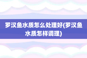 罗汉鱼水质怎么处理好(罗汉鱼水质怎样调理)