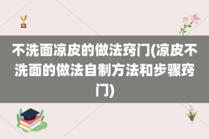 不洗面凉皮的做法窍门(凉皮不洗面的做法自制方法和步骤窍门)
