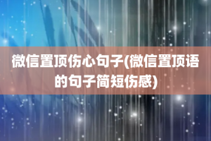 微信置顶伤心句子(微信置顶语的句子简短伤感)