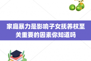 家庭暴力是影响子女抚养权至关重要的因素你知道吗