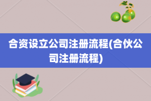 合资设立公司注册流程(合伙公司注册流程)