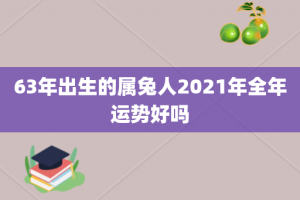 63年出生的属兔人2021年全年运势好吗