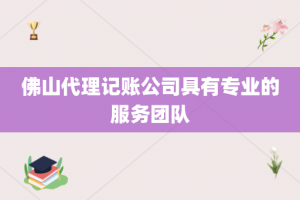 佛山代理记账公司具有专业的服务团队