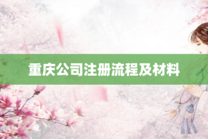 重庆公司注册流程及材料