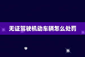 无证驾驶机动车辆怎么处罚