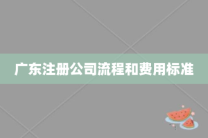 广东注册公司流程和费用标准
