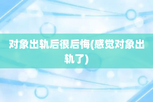 对象出轨后很后悔(感觉对象出轨了)
