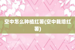 空中怎么种植红薯(空中栽培红薯)