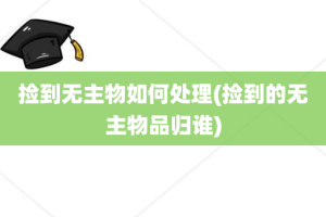 捡到无主物如何处理(捡到的无主物品归谁)