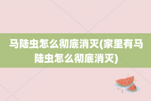 马陆虫怎么彻底消灭(家里有马陆虫怎么彻底消灭)