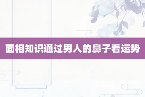 面相知识通过男人的鼻子看运势