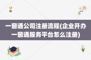 一窗通公司注册流程(企业开办一窗通服务平台怎么注册)