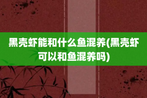 黑壳虾能和什么鱼混养(黑壳虾可以和鱼混养吗)