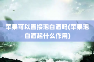 苹果可以直接泡白酒吗(苹果泡白酒起什么作用)