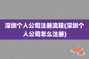 深圳个人公司注册流程(深圳个人公司怎么注册)