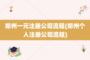 郑州一元注册公司流程(郑州个人注册公司流程)