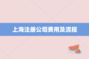 上海注册公司费用及流程
