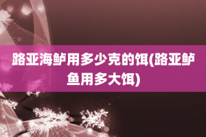 路亚海鲈用多少克的饵(路亚鲈鱼用多大饵)