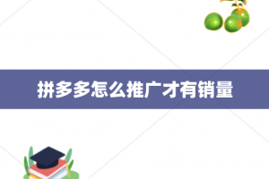 拼多多怎么推广才有销量