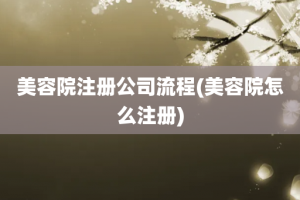 美容院注册公司流程(美容院怎么注册)