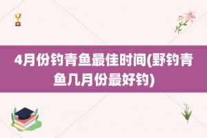 4月份钓青鱼最佳时间(野钓青鱼几月份最好钓)