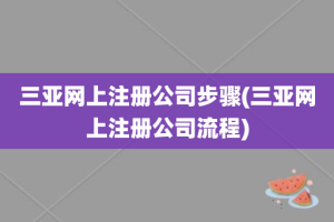 三亚网上注册公司步骤(三亚网上注册公司流程)