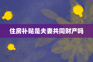 住房补贴是夫妻共同财产吗