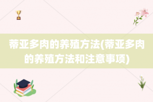 蒂亚多肉的养殖方法(蒂亚多肉的养殖方法和注意事项)