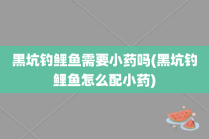 黑坑钓鲤鱼需要小药吗(黑坑钓鲤鱼怎么配小药)