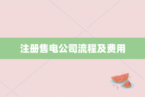 注册售电公司流程及费用