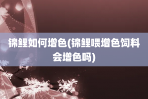 锦鲤如何增色(锦鲤喂增色饲料会增色吗)