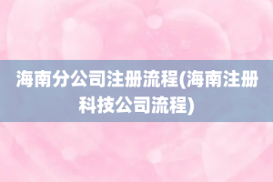 海南分公司注册流程(海南注册科技公司流程)
