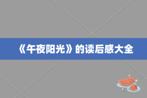 《午夜阳光》的读后感大全