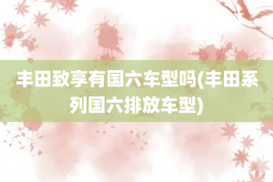 丰田致享有国六车型吗(丰田系列国六排放车型)