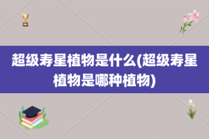 超级寿星植物是什么(超级寿星植物是哪种植物)