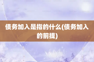 债务加入是指的什么(债务加入的前提)
