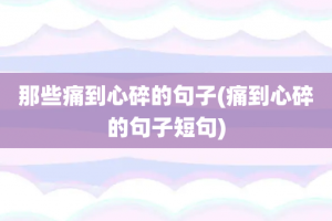 那些痛到心碎的句子(痛到心碎的句子短句)