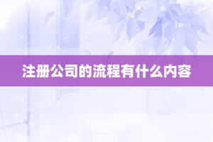 注册公司的流程有什么内容