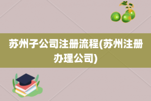 苏州子公司注册流程(苏州注册办理公司)