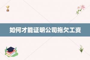 如何才能证明公司拖欠工资