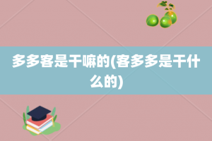 多多客是干嘛的(客多多是干什么的)
