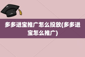 多多进宝推广怎么投放(多多进宝怎么推广)