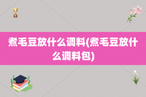 煮毛豆放什么调料(煮毛豆放什么调料包)