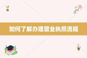 如何了解办理营业执照流程