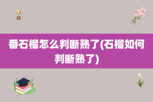 番石榴怎么判断熟了(石榴如何判断熟了)