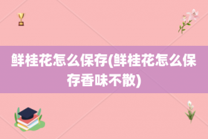 鲜桂花怎么保存(鲜桂花怎么保存香味不散)